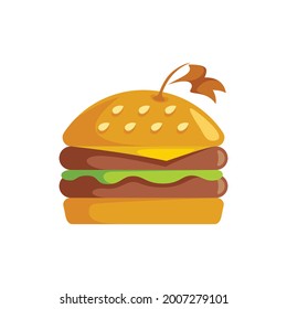 Hamburger illustration flat design style symbol logo vector