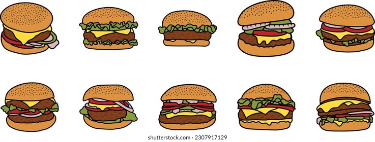 Hamburger Illustration Junk Food Design
