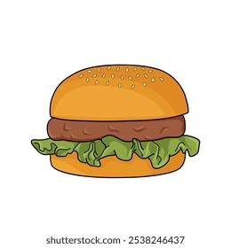 Hamburger illustration on white background