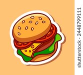 Hamburger illustration vector. Burger sticker