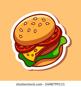 Hamburger illustration vector. Burger sticker