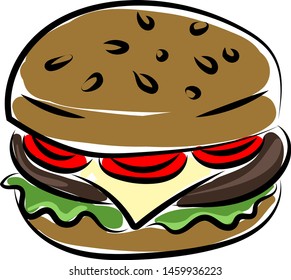 Hamburguesa, ilustración, vector sobre fondo blanco.