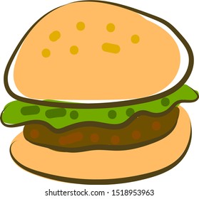 Hamburger, illustration, vector on white background.