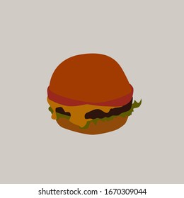 Hamburger, illustration, vector on white background.
