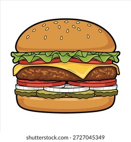 Vector de ilustración de hamburguesa con fondo blanco