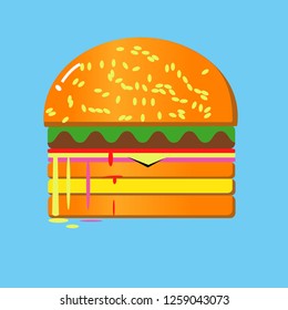 hamburger illustration,baked bread