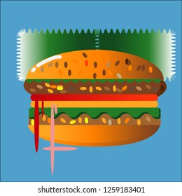 hamburger illustration,baked bread