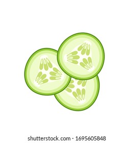 Hamburger ingredient. Sliced cucumber. Vector illustration cartoon flat icon isolated on white.