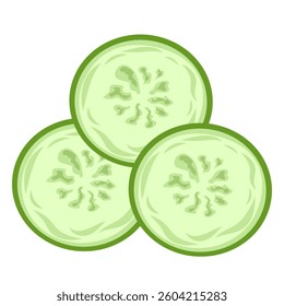 Hamburger ingredient. Sliced ​​cucumber. Vector illustration cartoon flat icon isolated on white.