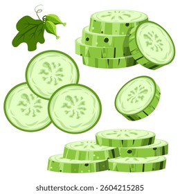 Hamburger ingredient. Sliced ​​cucumber. Vector illustration cartoon flat icon isolated on white.