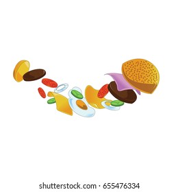 Hamburger ingredients. Vector illustration