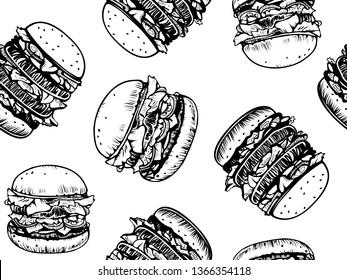 Hamburger Ink Sketch Draw Background Vector Stock Vector (Royalty Free ...