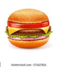 Hamburger isolated on white background. Eps10 vector illustration. Isolated on white background