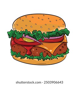 hamburger isolated on white background vector illustration