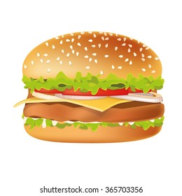 Hamburger isolated on white background. Vector illustration.