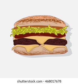 hamburger isolated on white background. fast food