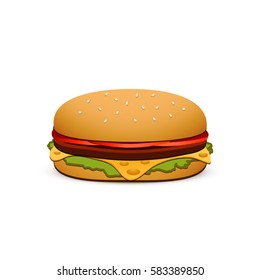 Hamburger isolated on white background. Vector illustration.