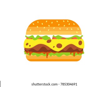 Hamburger isolated on white background. Fast Food. Burger vector illustration 
