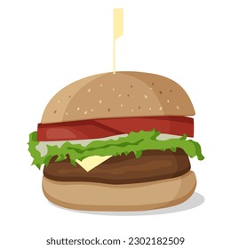 Hamburger isolated on white. Vector drawing of a humburger
