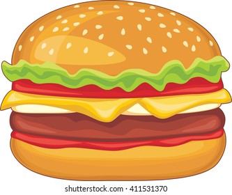 Hamburger isolated on the white. Vector