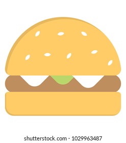 Hamburger, junk food flat vector icon
