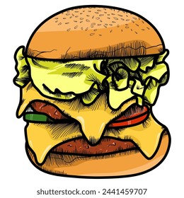 hamburguesa comida chatarra vector comida rápida ilustración