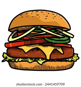 hamburguesa comida chatarra vector comida rápida ilustración