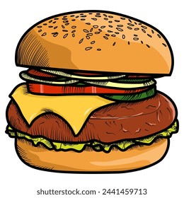 hamburguesa comida chatarra vector comida rápida ilustración