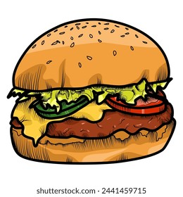 hamburger junk food vector fast food illustration