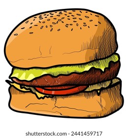 hamburguesa comida chatarra vector comida rápida ilustración