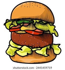 hamburguesa comida chatarra vector comida rápida ilustración