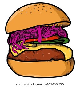 hamburguesa comida chatarra vector comida rápida ilustración