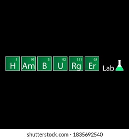 logotipo del vector de la química del laboratorio de hamburguesas