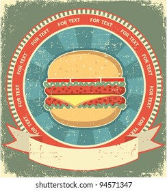Hamburger label set on old paper texture.Vintage background