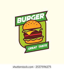 Hamburger Lable Vector Design, Perfect for Fast Food Brand