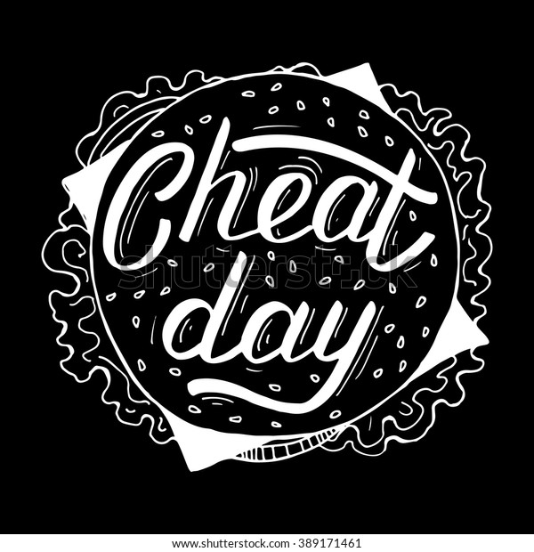 Hamburger Lettering Cheat Day Stock Vektorgrafik Lizenzfrei