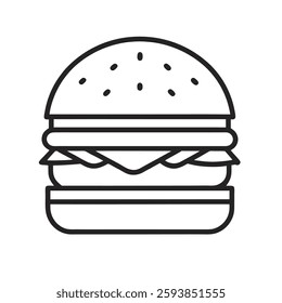 Hamburger line art on white background