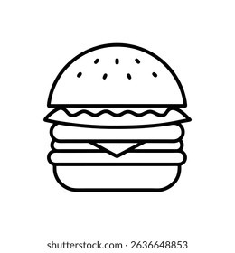 hamburger line art on white background