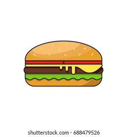 Hamburger line art vector illustration.