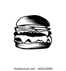 hamburger line art with a white background