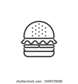 Hamburger line icon. linear style sign for mobile concept and web design. Cheeseburger burger outline vector icon. Symbol, logo illustration. Vector graphics