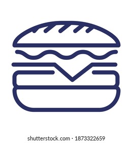 hamburger line icon, outline vector illustration.