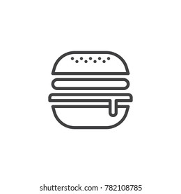 Hamburger line icon, outline vector sign, linear style pictogram isolated on white. Fast food burger symbol, logo illustration. Editable stroke