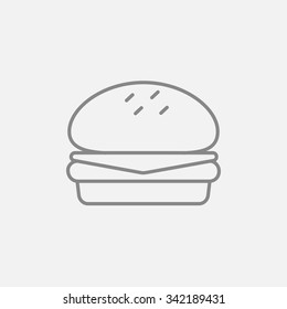 Hamburger line icon for web, mobile and infographics. Vector dark grey icon isolated on light grey background.