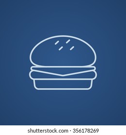 Hamburger line icon for web, mobile and infographics. Vector light blue icon isolated on blue background.