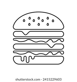 Hamburger line isolated, fast food. Vector illustration.