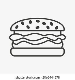 Icono vector de línea Hamburger aislado en fondo blanco.