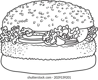 hamburger line vector illustration isolated on white background