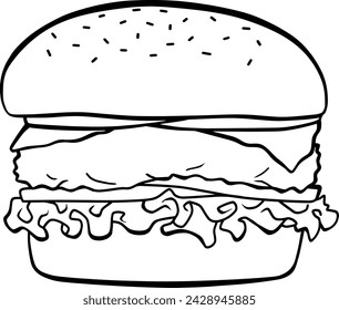 hamburger line vector illustration isolated on white background