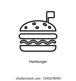 Hamburger linear icon vector on white background. Food black icon illustration